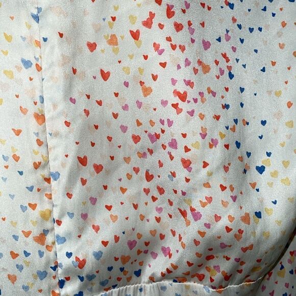 Anthropologie Hutch rainbow heart high lo maxi satin front button v neck dress - Picture 9 of 13